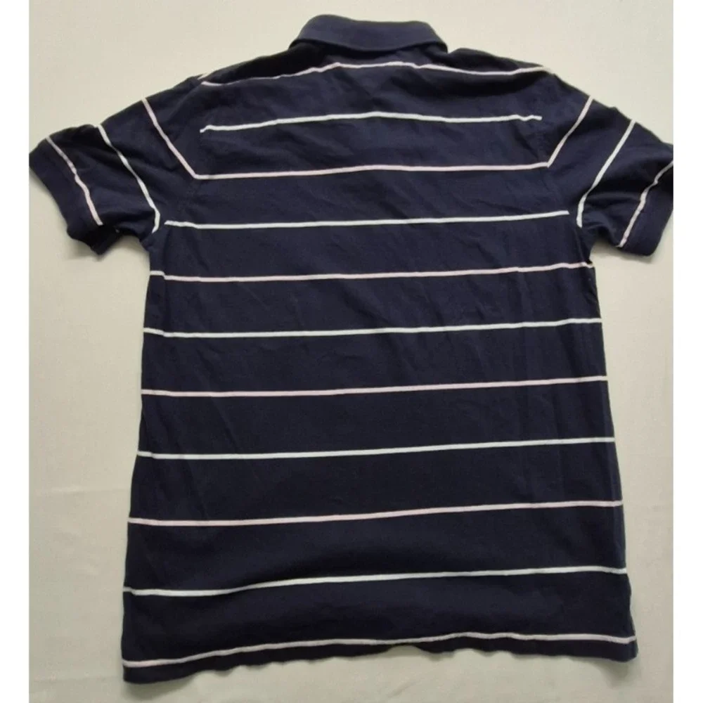 Tommy Hilfiger men's navy blue‎ striped polo shirt XL 100% Cotton Custom Fit